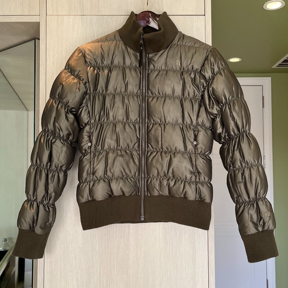 Vintage north face green puffer coat size S